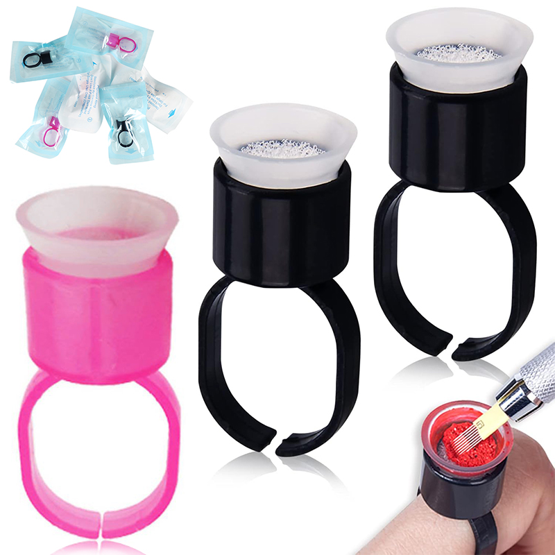 Eyelash Extension Permanent - 50/100PCS Tattoo Inkt Ring Cups Microblading